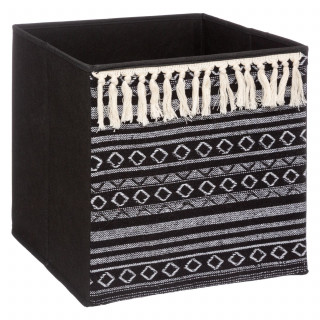 Lot de 2 boîtes de rangement à motifs ethniques MIX'N MODUL - L.31 x l.31 x H.31 cm - Noir
