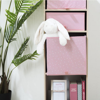 Lot de 2 boîtes de rangement cube ETOILE - L.29 x l.29 x H.29 cm - Rose