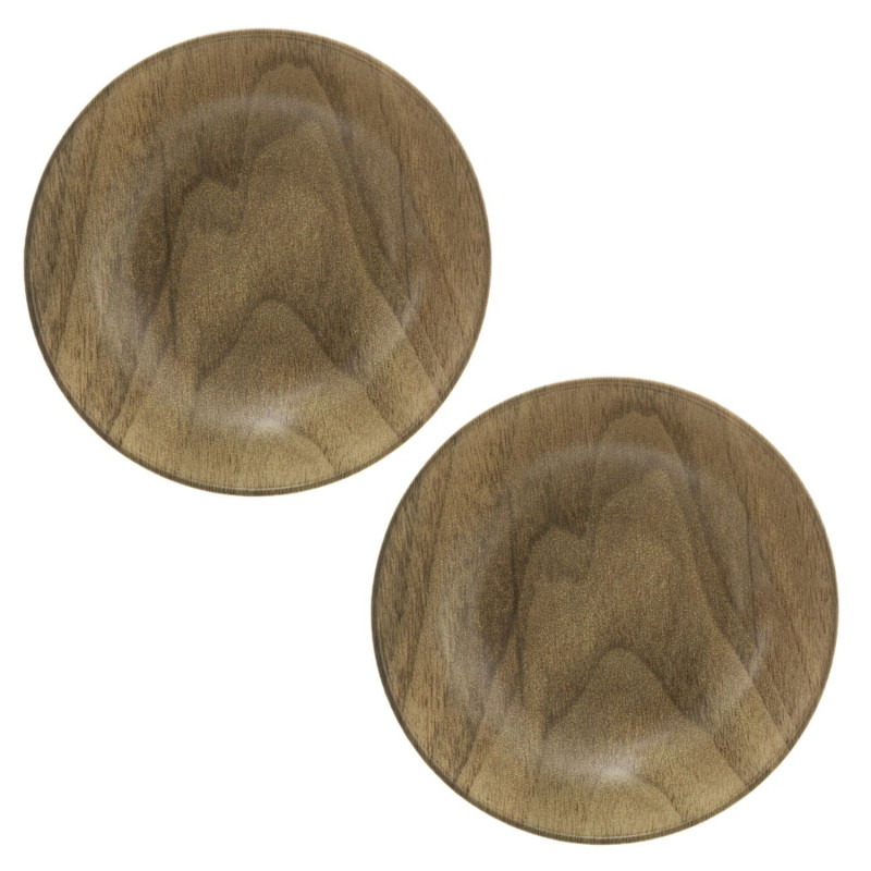 Lot de 2 assiettes creuses effet bois MOOD - Marron