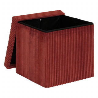 Pouf de rangement pliable en velours côtelé ARUM - 38 x 38 cm - Terre cuite