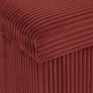 Pouf de rangement pliable en velours côtelé ARUM - 38 x 38 cm - Terre cuite