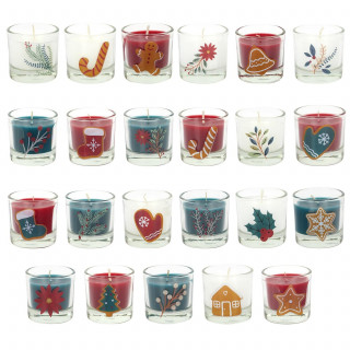 Calendrier de l'Avent 24 bougies de Noël parfumées - Multicolore