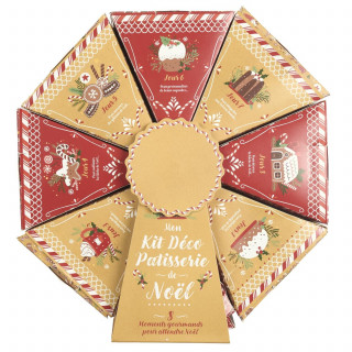Calendrier de l'Avent Pâtisserie – Roue Déco Gâteaux de Noël 8 Compartiments - Rouge