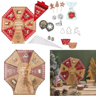Calendrier de l'Avent Pâtisserie – Roue Déco Gâteaux de Noël 8 Compartiments - Rouge