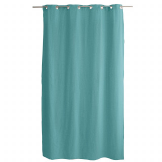Rideau en coton recyclé chambray CAMBRIA - 140 x 240 cm - Bleu glacier
