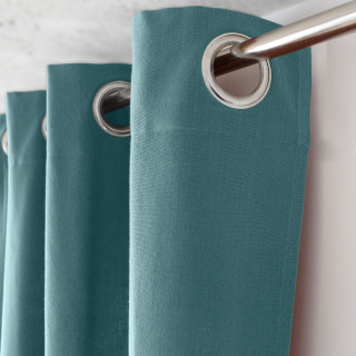 Rideau en coton recyclé chambray CAMBRIA - 140 x 240 cm - Bleu glacier