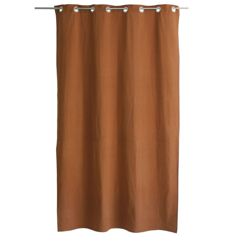 Rideau en coton recyclé chambray CAMBRIA - 140 x 240 cm - Café