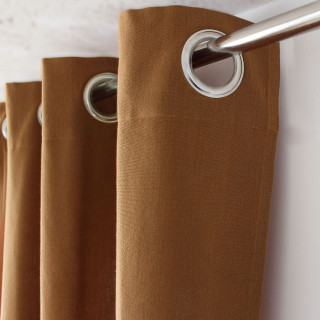 Rideau en coton recyclé chambray CAMBRIA - 140 x 240 cm - Café