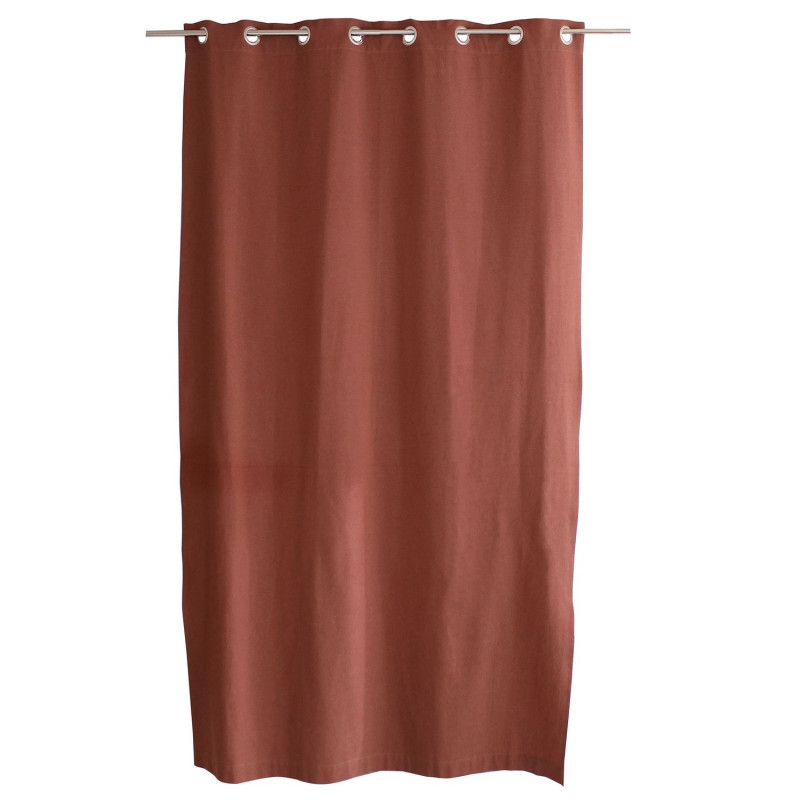 Rideau en coton recyclé chambray CAMBRIA - 140 x 240 cm - Terracotta