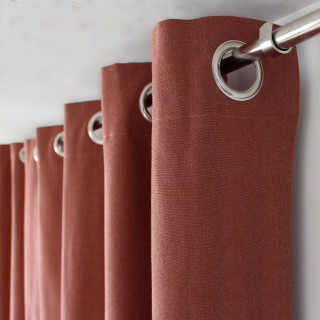 Rideau en coton recyclé chambray CAMBRIA - 140 x 240 cm - Terracotta