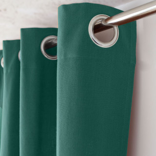 Rideau en coton recyclé chambray CAMBRIA - 140 x 240 cm - Vert jade