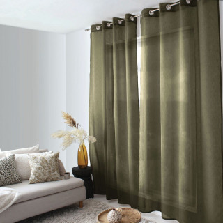 Voilage effet texturé avec 8 œillets en métal SIA - 140 x 240 cm - Kaki