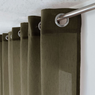 Voilage effet texturé avec 8 œillets en métal SIA - 140 x 240 cm - Kaki