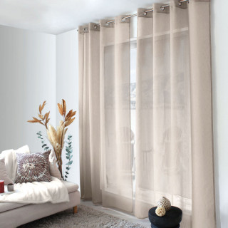 Voilage effet texturé avec 8 œillets en métal SIA - 140 x 240 cm - Naturel