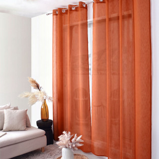 Voilage effet texturé avec 8 œillets en métal SIA - 140 x 240 cm - Orange