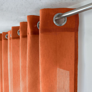 Voilage effet texturé avec 8 œillets en métal SIA - 140 x 240 cm - Orange