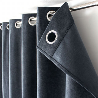 Rideau thermique en velours marbré avec doublure polaire NUUK - 140 x 240 cm - Bleu