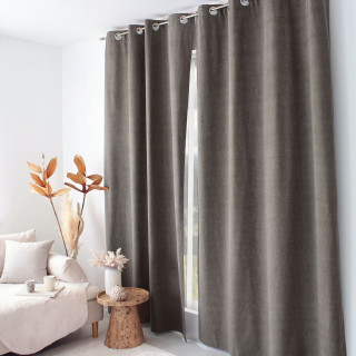 Rideau thermique en velours marbré avec doublure polaire NUUK - 140 x 240 cm - Taupe