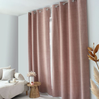 Rideau thermique en velours marbré avec doublure polaire NUUK - 140 x 240 cm - Vieux rose