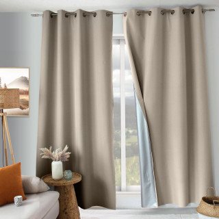 Rideau total occultant et thermique OXFORD - 135 x 240 cm - Naturel