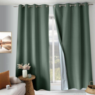 Rideau total occultant et thermique OXFORD - 135 x 240 cm - Vert gris