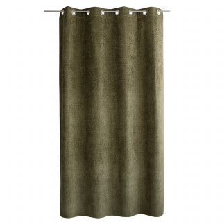 Rideau thermique en velours chenillé avec doublure polaire ALPAGA - 140 x 240 cm - Argile