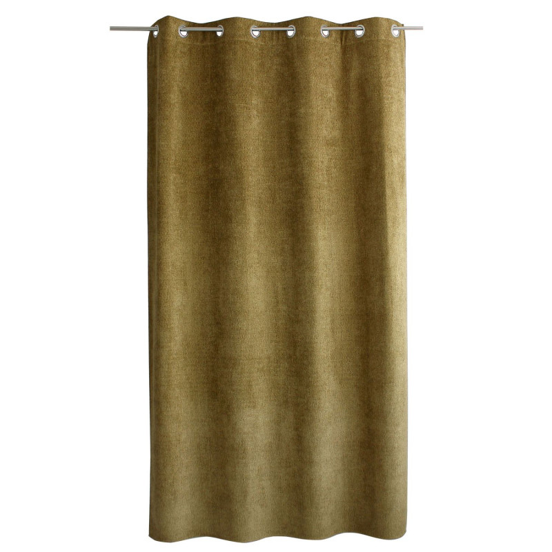 Rideau thermique en velours chenillé avec doublure polaire ALPAGA - 140 x 240 cm - Bronze