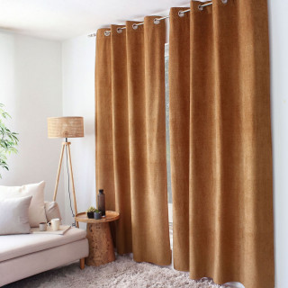 Rideau thermique en velours chenillé avec doublure polaire ALPAGA - 140 x 240 cm - Cuivre
