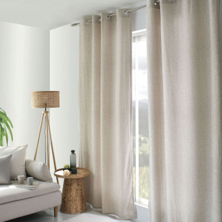 Rideau thermique en velours chenillé avec doublure polaire ALPAGA - 140 x 240 cm - Ecru