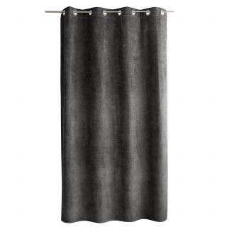 Rideau thermique en velours chenillé avec doublure polaire ALPAGA - 140 x 240 cm - Gris foncé