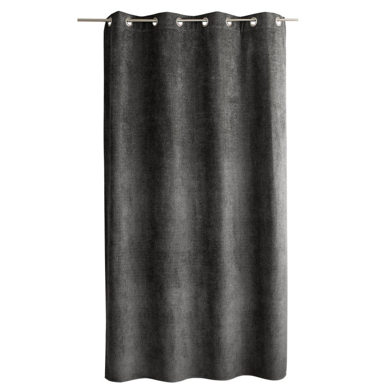 Rideau thermique en velours chenillé avec doublure polaire ALPAGA - 140 x 240 cm - Gris foncé