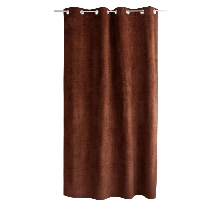 Rideau thermique en velours chenillé avec doublure polaire ALPAGA - 140 x 240 cm - Moka