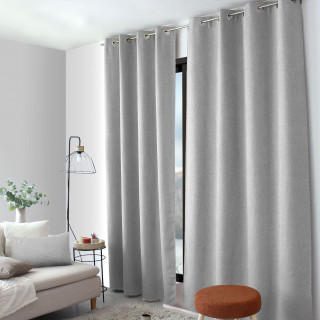 Rideau thermique en velours chenillé avec doublure polaire BLIZZARD - 140 x 240 cm - Gris clair