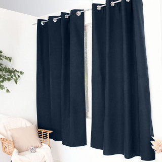 Rideau thermique pour fenêtre avec doublure polaire noire FJORD - 140 x 180 cm - Bleu marine