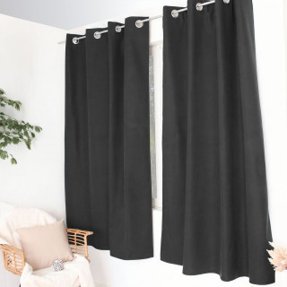 Rideau thermique pour fenêtre avec doublure polaire noire FJORD - 140 x 180 cm - Gris foncé