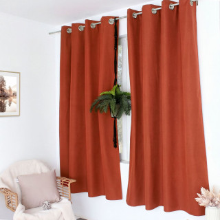 Rideau thermique pour fenêtre avec doublure polaire noire FJORD - 140 x 180 cm - Terre cuite
