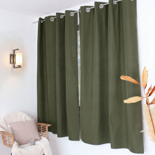 Rideau thermique pour fenêtre avec doublure polaire noire FJORD - 140 x 180 cm - Vert gris
