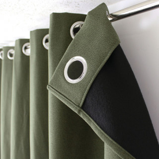 Rideau thermique pour fenêtre avec doublure polaire noire FJORD - 140 x 180 cm - Vert gris