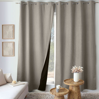 Rideau thermique avec doublure polaire noire FJORD - 140 x 240 cm - Naturel