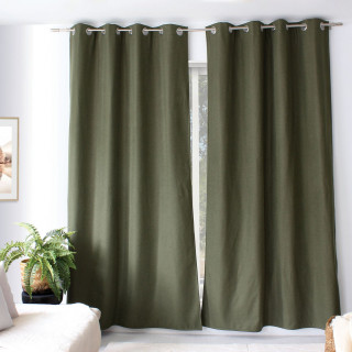 Rideau thermique avec doublure polaire noire FJORD - 140 x 240 cm - Vert gris