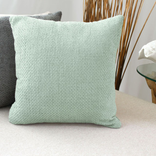 Coussin déhoussable en velours chenillé KAMALA - 40 x 40 cm - Céladon
