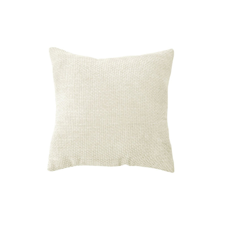 Coussin déhoussable en velours chenillé KAMALA - 40 x 40 cm - Ecru
