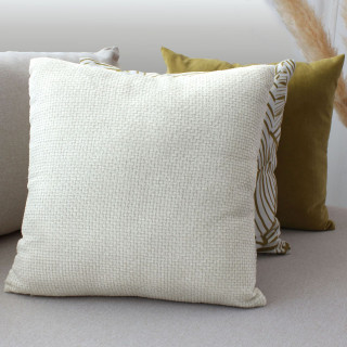 Coussin déhoussable en velours chenillé KAMALA - 40 x 40 cm - Ecru