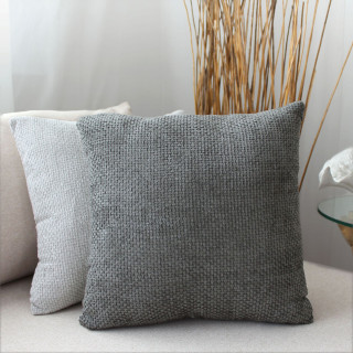 Coussin déhoussable en velours chenillé KAMALA - 40 x 40 cm - Gris foncé