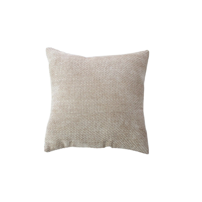 Coussin déhoussable en velours chenillé KAMALA - 40 x 40 cm - Naturel
