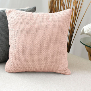 Coussin déhoussable en velours chenillé KAMALA - 40 x 40 cm - Vieux rose