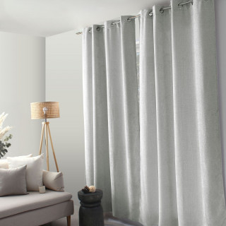Rideau en velours chenillé KAMALA - 140 x 240 cm - Gris clair