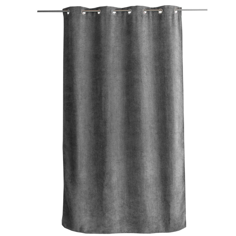 Rideau en velours chenillé KAMALA - 140 x 240 cm - Gris foncé