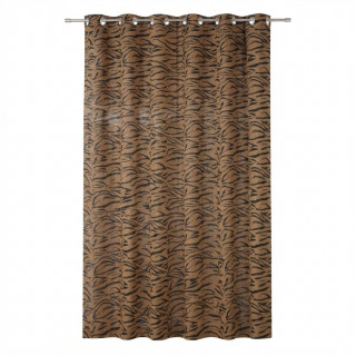 Rideau en coton recyclé imprimé zèbre ATELIER - 140 x 240 cm - Marron et noir