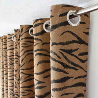 Rideau en coton recyclé imprimé zèbre ATELIER - 140 x 240 cm - Marron et noir